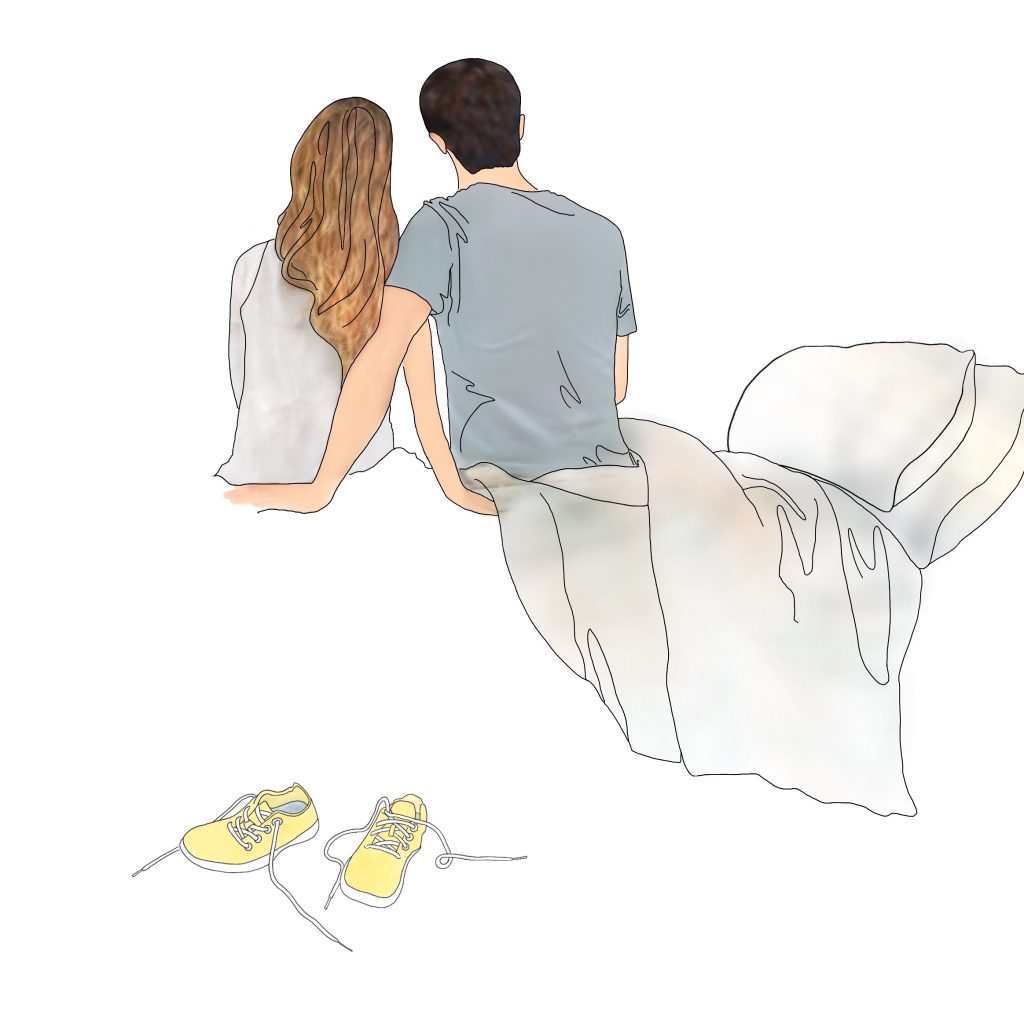 A photograph of a couple sleeping comfortably at home, illustrating the natural sleep environment Snap home testing captures