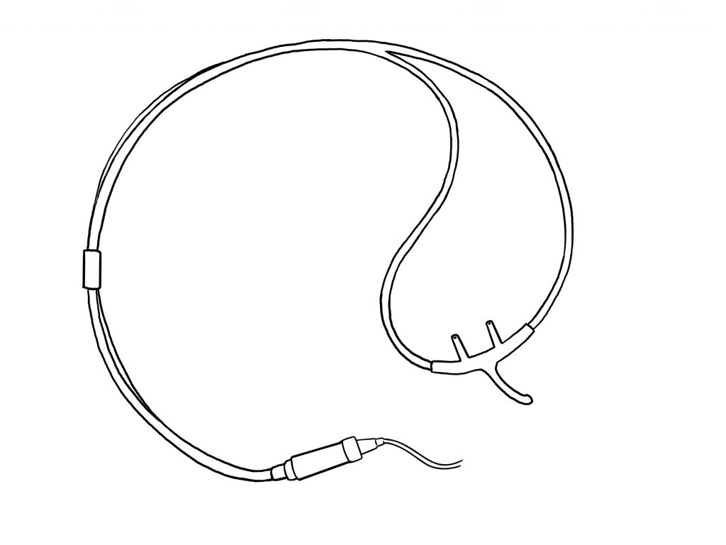 Drawing of the Snap airflow sensor and three-prong nasal cannula